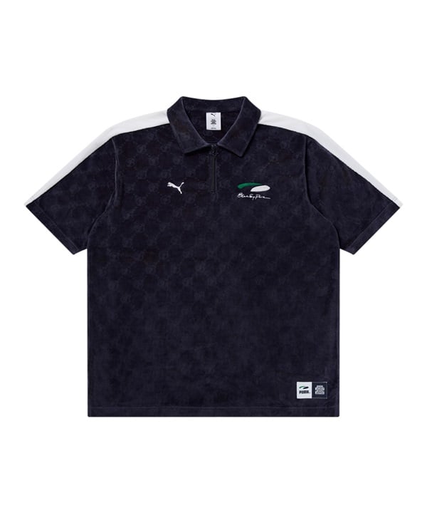 【8月30日発売】PUMA プーマ 半袖 シャツ メンズ PUMA × BlackEyePatch セットアップ対応 OVAL ロゴ モノグラム ベロア 半袖 トップ 636075