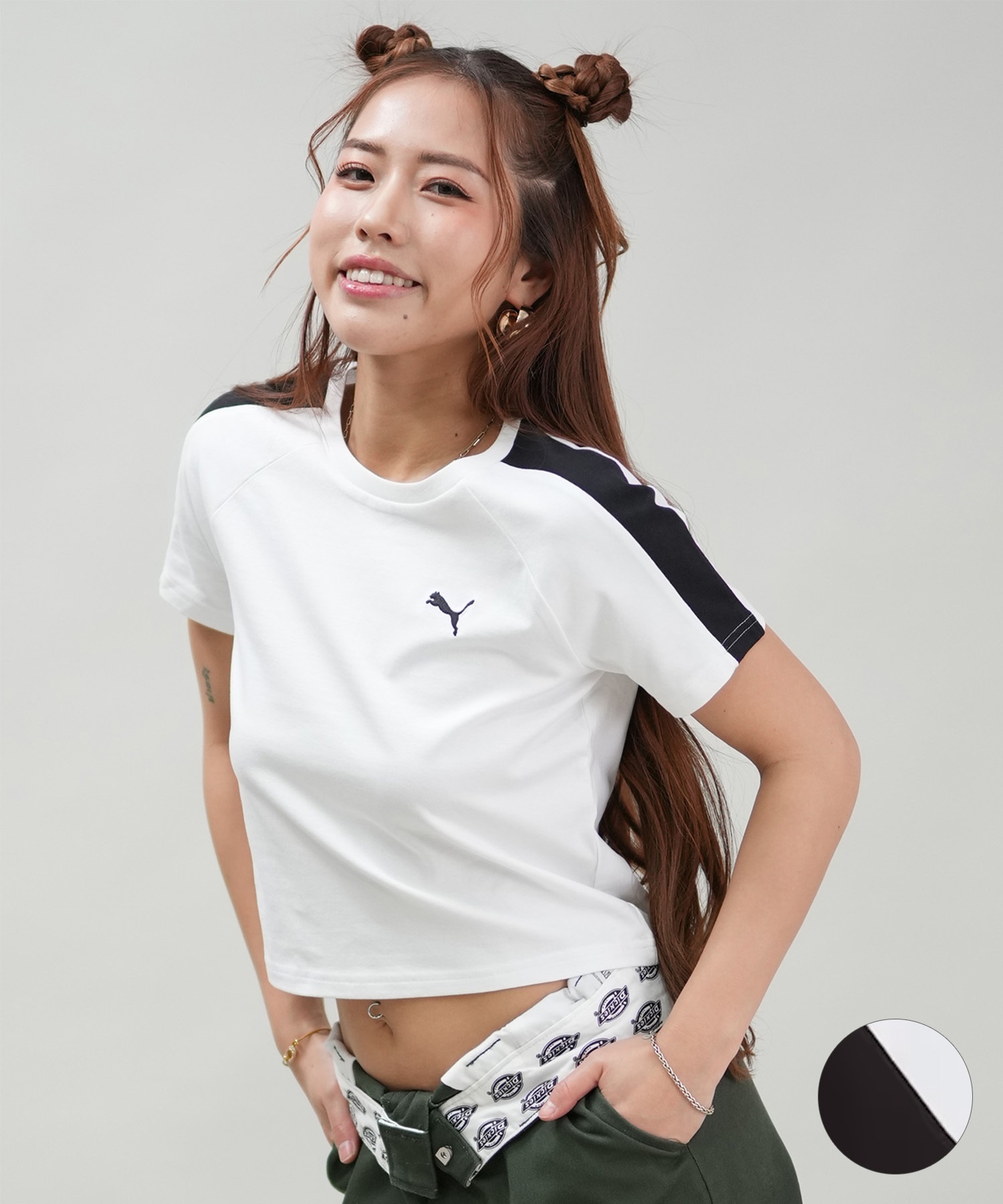 PUMA プーマ 半袖 Tシャツ レディース クロップド丈 ショート丈