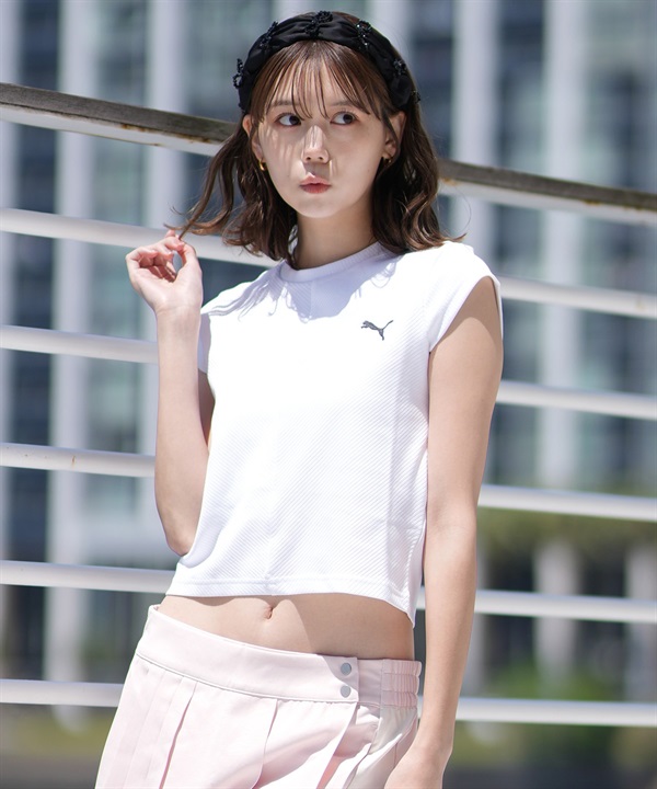 PUMA プーマ 半袖 Tシャツ レディース クロップド丈 ショート丈 シンプル ロゴ WARD ROBE リブ ベイビー Tシャツ 631902