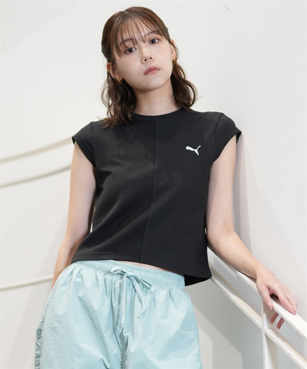 PUMA プーマ 半袖 Tシャツ レディース クロップド丈 ショート丈 シンプル ロゴ WARD ROBE リブ ベイビー Tシャツ 631902