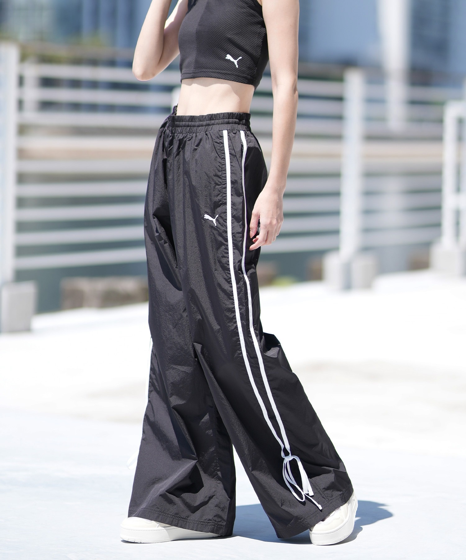 プーマ 90s PUMA プーマ トラックパンツ 黒 黄 シャカシャカ XL ゆる