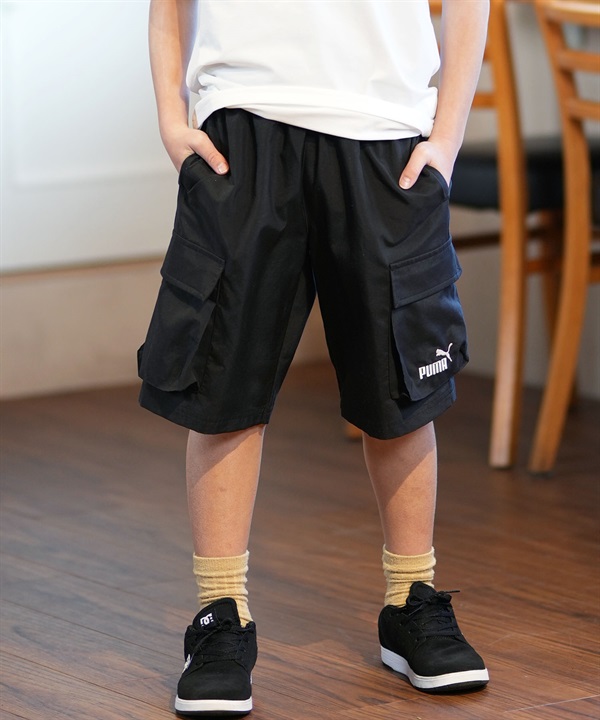 PUMA プーマ ハーフパンツ ショートパンツ キッズ ジュニア 子供 撥水 ESS NO.1 ロゴ ウーブン カーゴ ショーツ B 687759