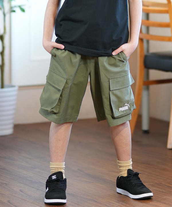 PUMA プーマ ハーフパンツ ショートパンツ キッズ ジュニア 子供 撥水 ESS NO.1 ロゴ ウーブン カーゴ ショーツ B 687759