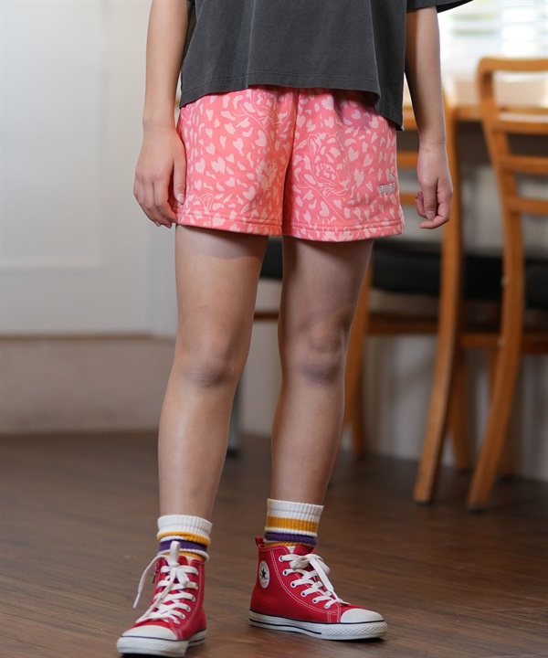 PUMA プーマ ハーフパンツ ショートパンツ キッズ ジュニア 子供 FLAMING LOVE AOP ハイウエスト ショーツ 687862