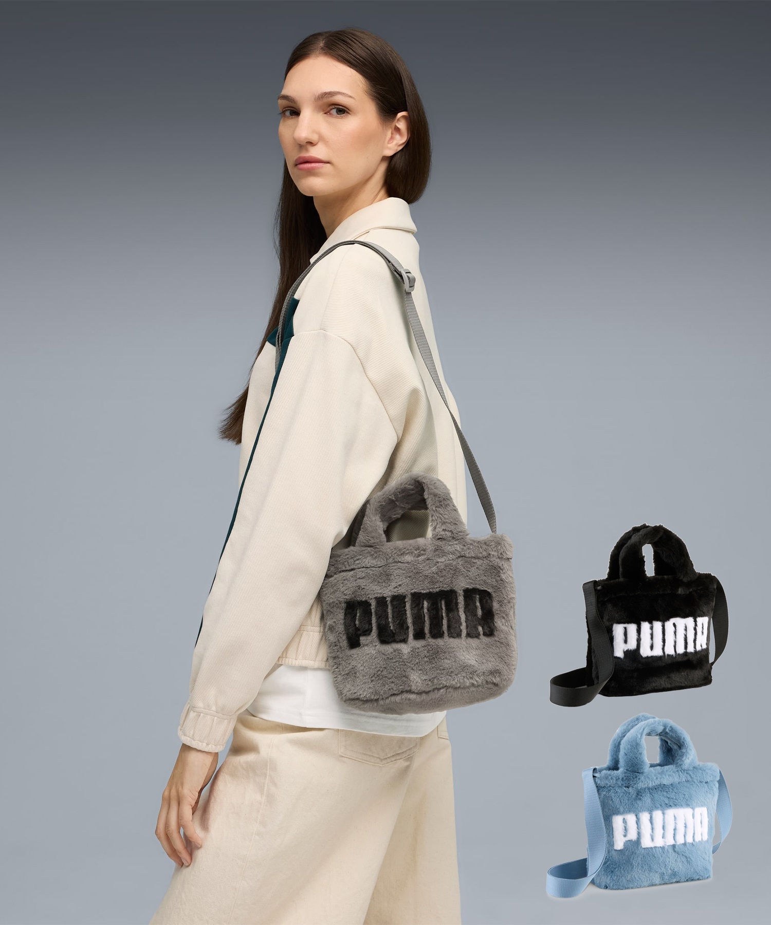 PUMA プーマ トートバッグ UP FAUX ファー ミニ ショッパーバッグ 1.5L