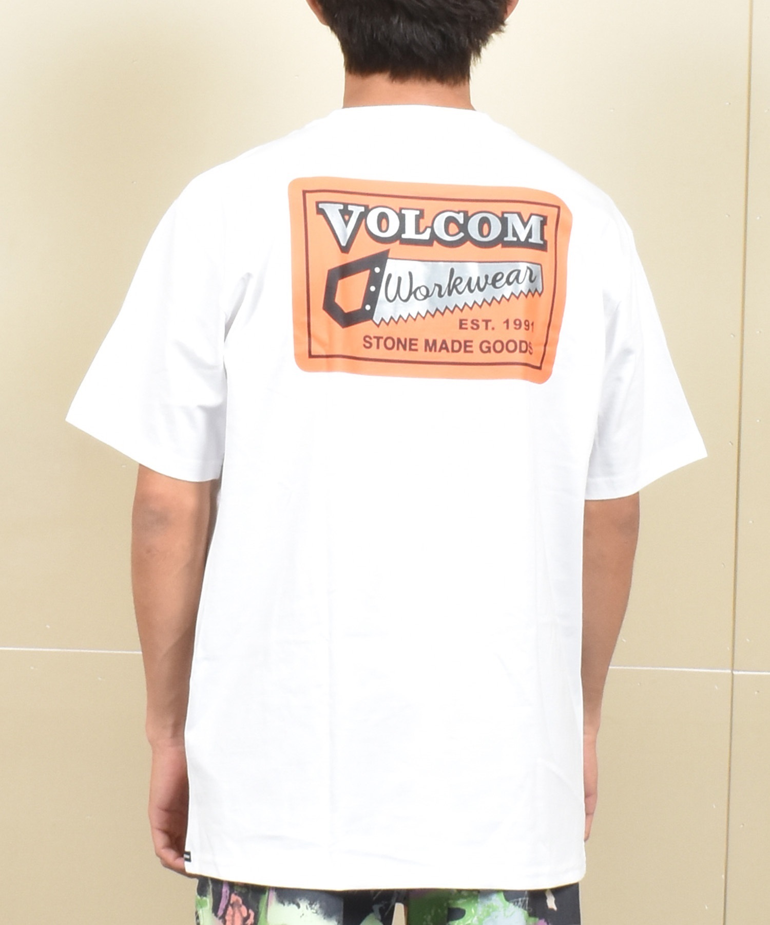 VOLCOM ボルコム 半袖 Tシャツ メンズ バックプリント オーバーサイズ A5202501 ムラサキスポーツ限定(WHT-M)