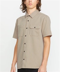 VOLCOM ボルコム 半袖 シャツ メンズ ワークシャツ ストライプ柄 Trade Stone Short Sleeve A0412502