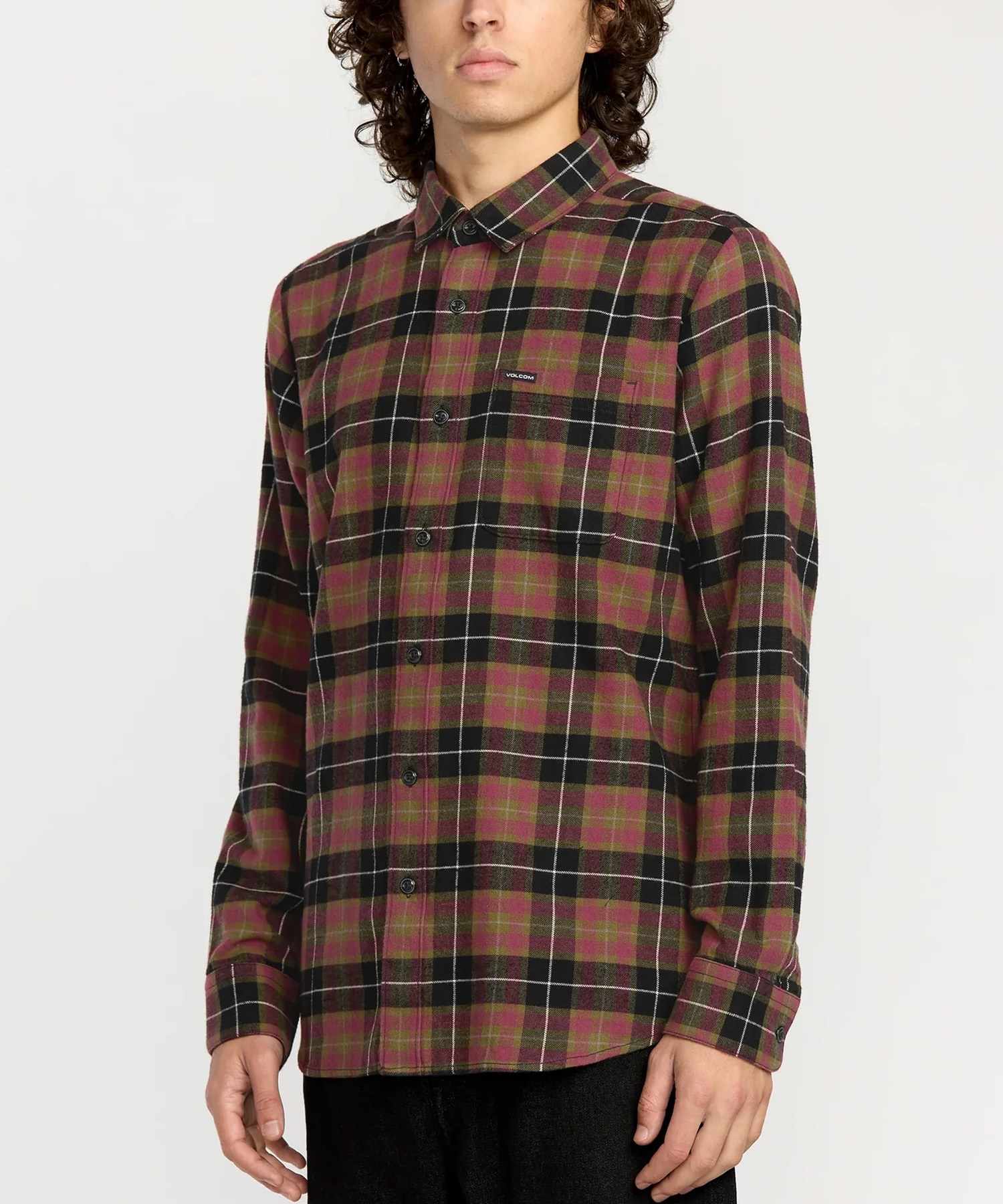 VOLCOM ボルコム 長袖 シャツ メンズ チェックシャツ ロングスリーブシャツ CADEN PLAID LS A0532506(BLK-S)