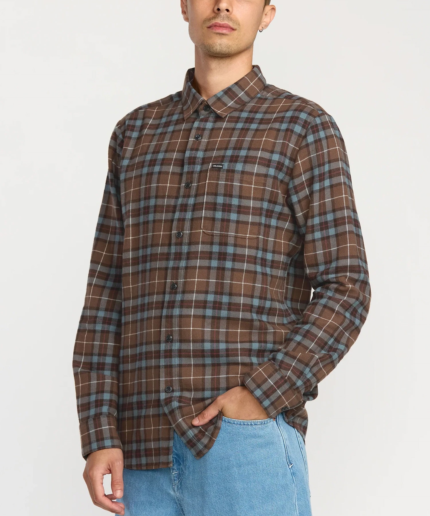 VOLCOM ボルコム 長袖 シャツ メンズ チェックシャツ ロングスリーブシャツ CADEN PLAID LS A0532506(BRS-S)