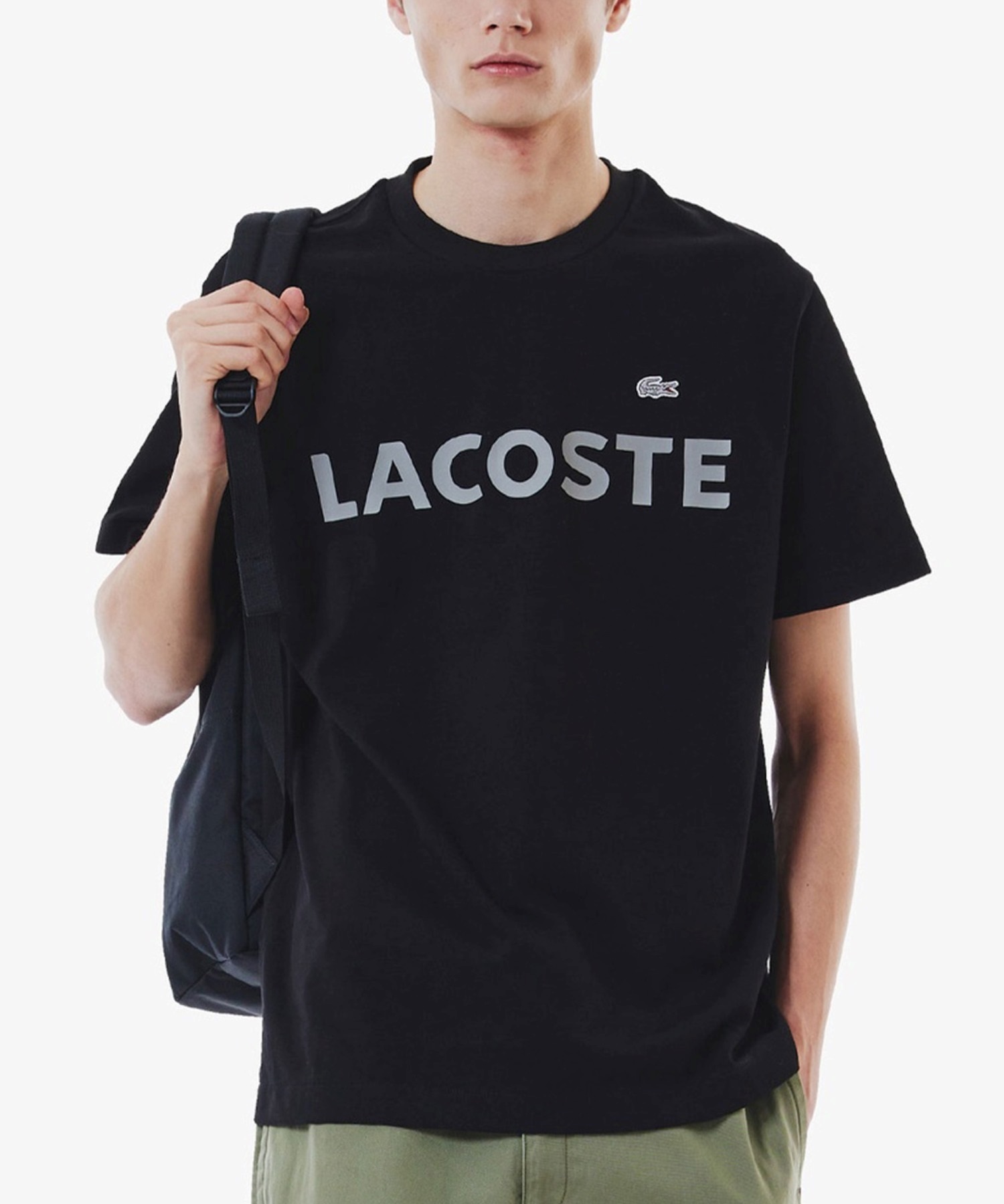 LACOSTE ラコステ 半袖 Tシャツ メンズ ヘビーウェイト ブランドネーム