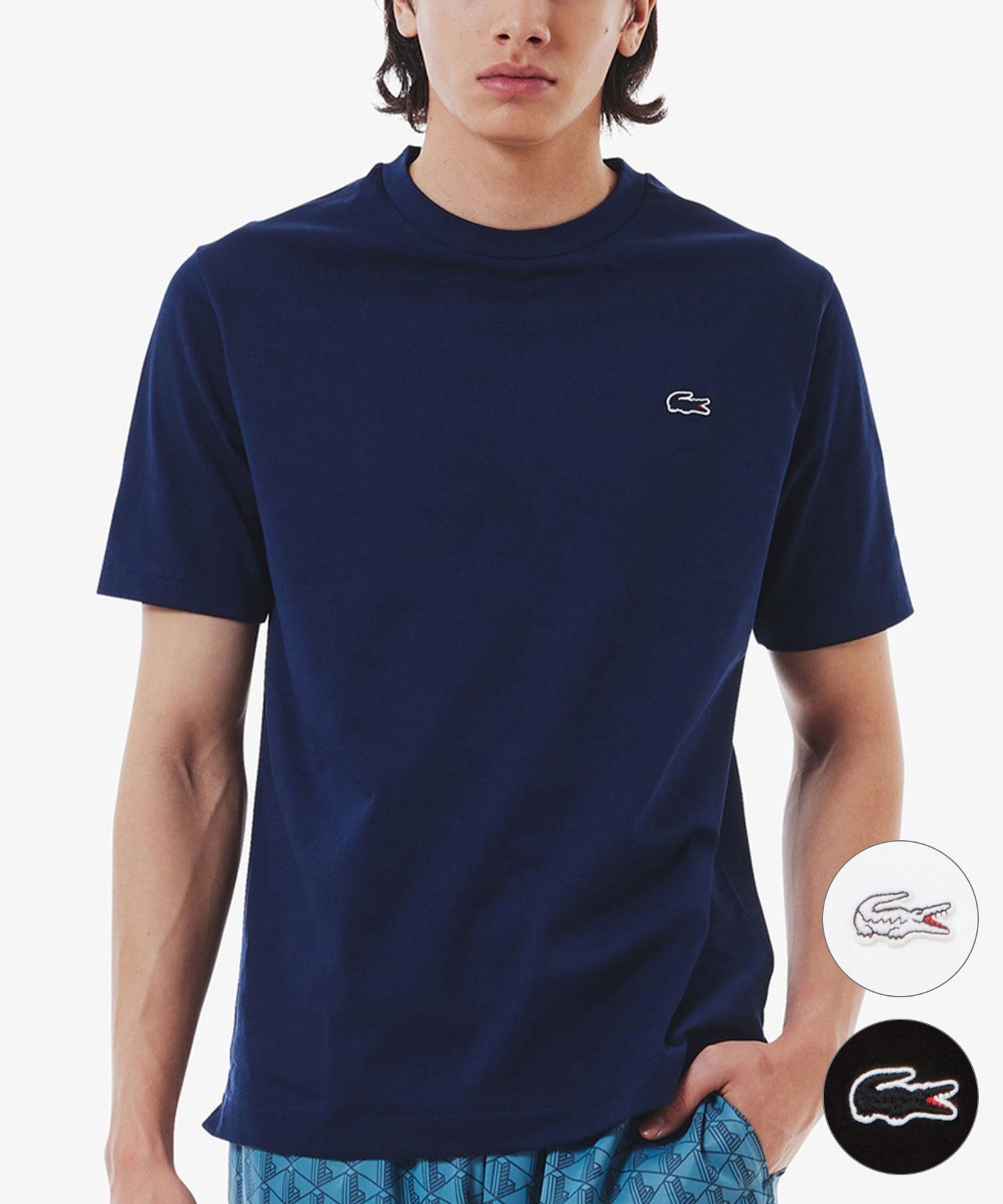 LACOSTE ラコステ 半袖 Tシャツ メンズ アウトライン クロック クルー