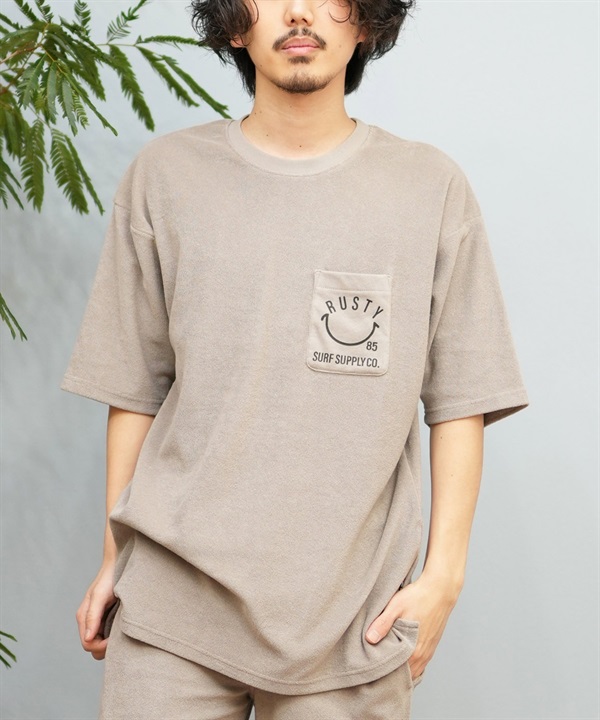 RUSTY ラスティ 半袖 Tシャツ メンズ ポケT パイル生地 セットアップ対応 915510