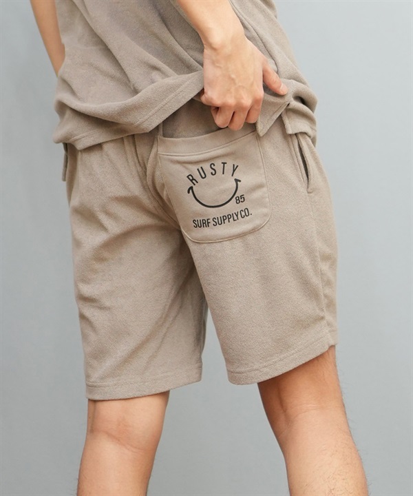 RUSTY ラスティ ハーフパンツ ショートパンツ メンズ ショーツ パイル生地 セットアップ対応 915760