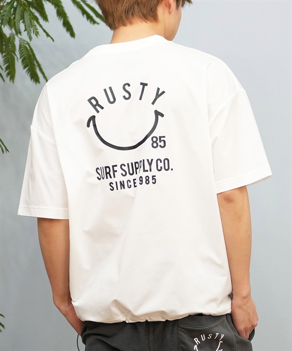 RUSTY ラスティ 水着 ラッシュガード 半袖 Tシャツ メンズ バックプリント 水陸両用 軽量 速乾 UVカット ペアテックス 915474