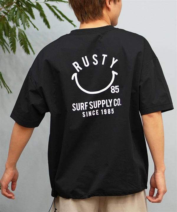 RUSTY ラスティ 水着 ラッシュガード 半袖 Tシャツ メンズ バックプリント 水陸両用 軽量 速乾 UVカット ペアテックス 915474
