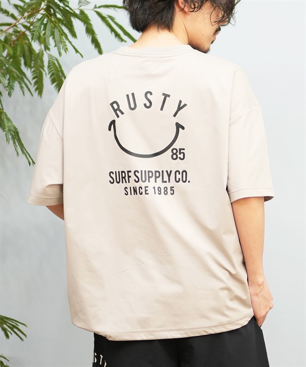 RUSTY ラスティ 水着 ラッシュガード 半袖 Tシャツ メンズ バックプリント 水陸両用 軽量 速乾 UVカット ペアテックス 915474