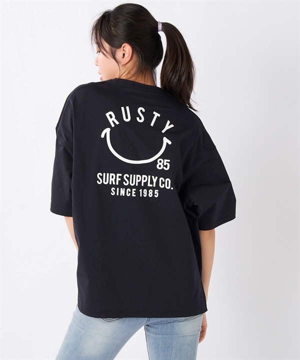 RUSTY ラスティ 水着 レディース ラッシュガード 半袖 Tシャツ バックプリント 水陸両用 UVカット 925466