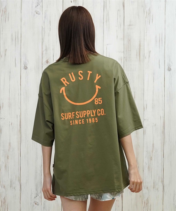 RUSTY ラスティ 水着 レディース ラッシュガード 半袖 Tシャツ バックプリント 水陸両用 UVカット 925466