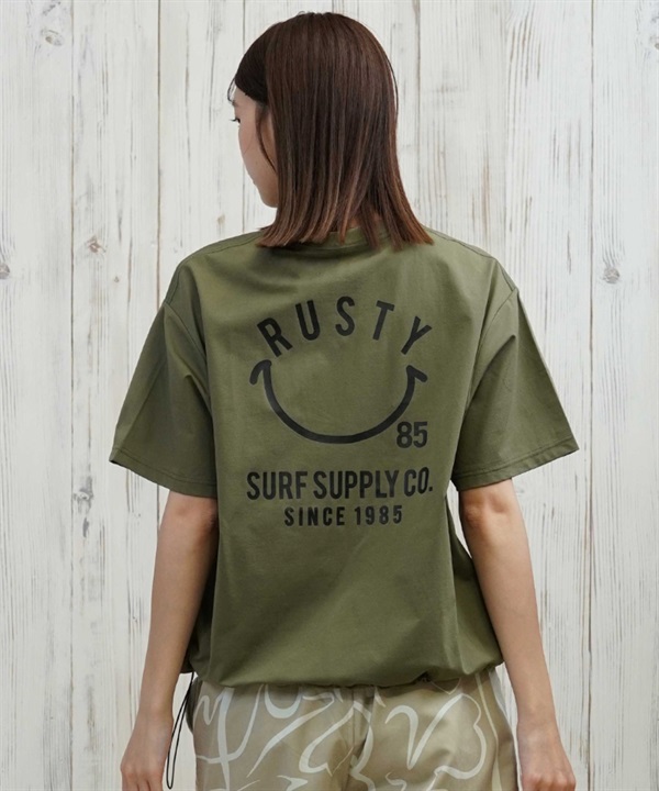 RUSTY ラスティ 水着 ラッシュガード 半袖 Tシャツ レディース ニコちゃん バックプリント 水陸両用 UVカット 925470