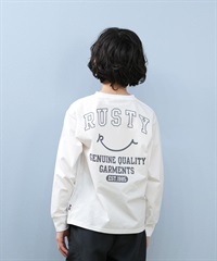 RUSTY ラスティ 水着 ラッシュガード 長袖 Tシャツ ロンT キッズ ジュニア 子供 男の子 女の子 水陸両用 吸水速乾 UVカット 965463(WT-130cm)