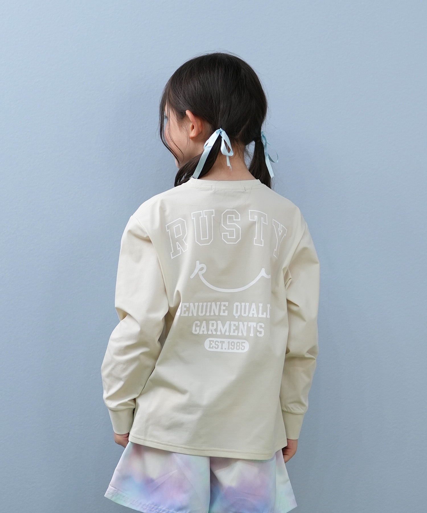 RUSTY ラスティ 水着 ラッシュガード 長袖 Tシャツ ロンT キッズ ジュニア 子供 男の子 女の子 水陸両用 吸水速乾 UVカット 965463(BE-130cm)