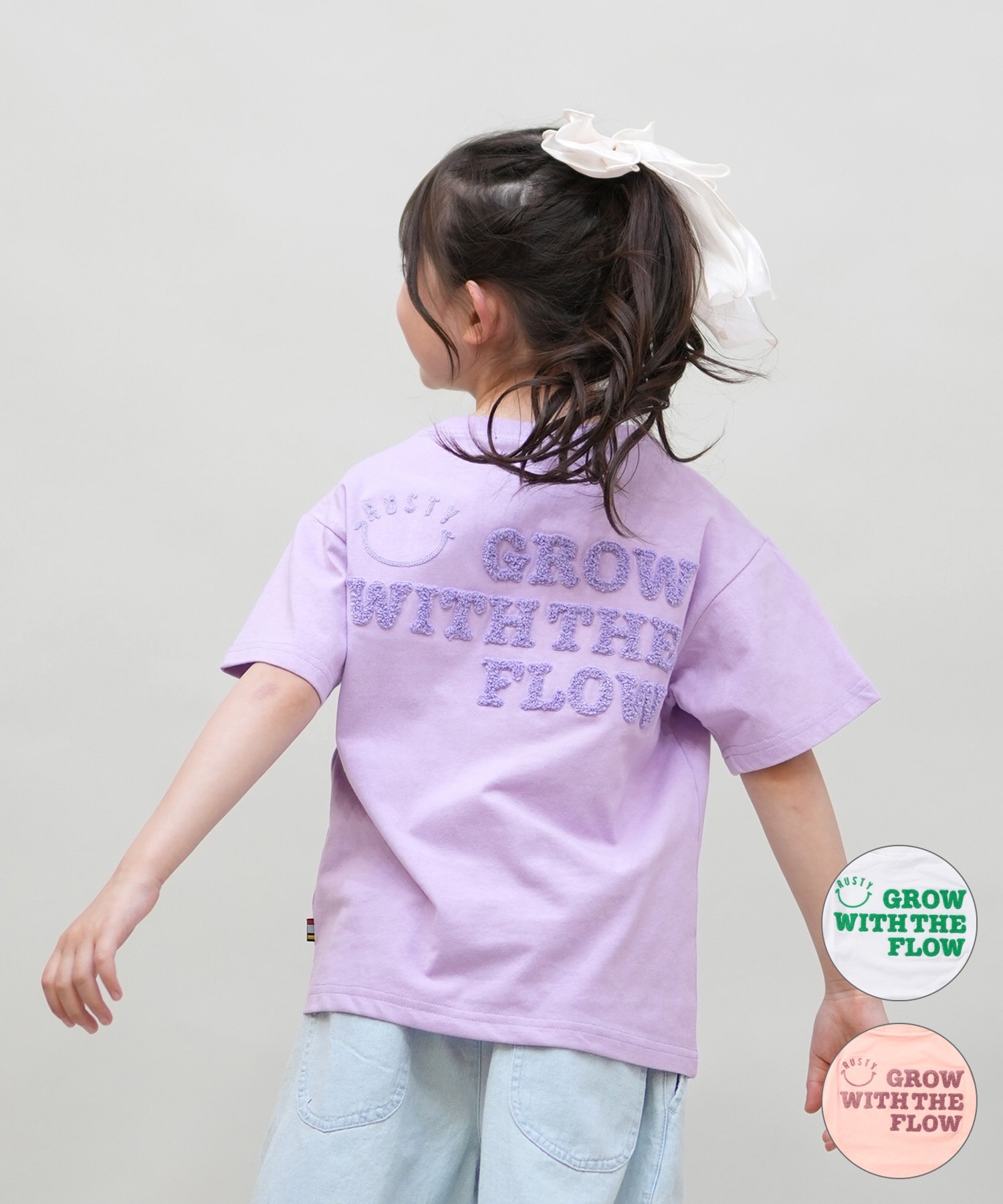 RUSTY ラスティ 半袖 Tシャツ キッズ ジュニア 子供 女の子 バック