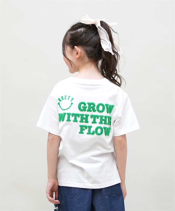 RUSTY ラスティ 半袖 Tシャツ キッズ ジュニア 子供 女の子 バックデザイン サガラ刺? ニコちゃん 965504