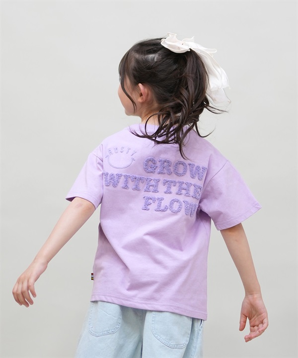 RUSTY ラスティ 半袖 Tシャツ キッズ ジュニア 子供 女の子 バックデザイン サガラ刺? ニコちゃん 965504