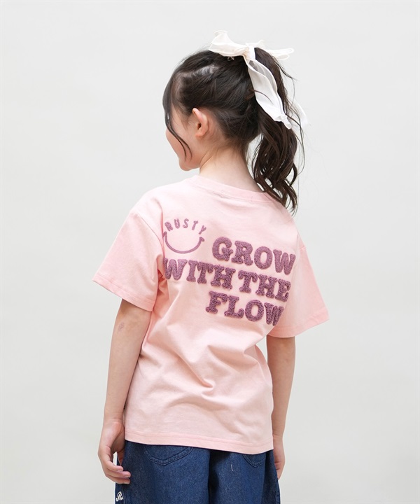 RUSTY ラスティ 半袖 Tシャツ キッズ ジュニア 子供 女の子 バックデザイン サガラ刺? ニコちゃん 965504