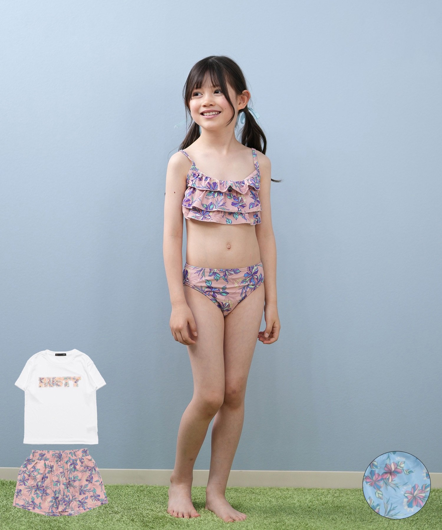 RUSTY/ラスティー 水着 4点セット 水陸両用 UVカット RUSTY ラスティ 水着 4点セット キッズ ジュニア 子供 女の子