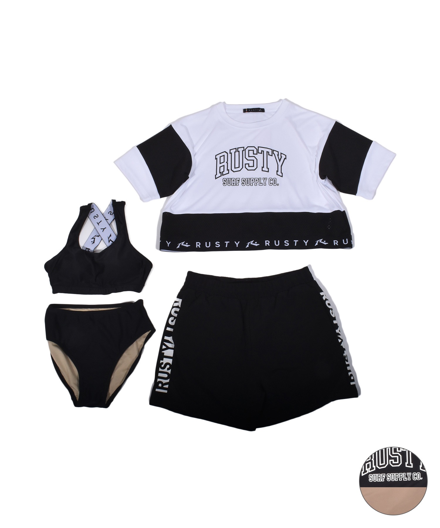 RUSTY ラスティ 水着 4点セット キッズ ジュニア 子供 ブラトップ