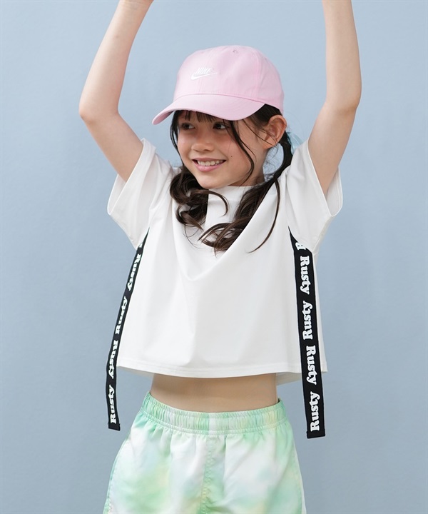 RUSTY ラスティ 水着 ラッシュガード 半袖 Tシャツ キッズ ジュニア 子供 ラインテープ 965464