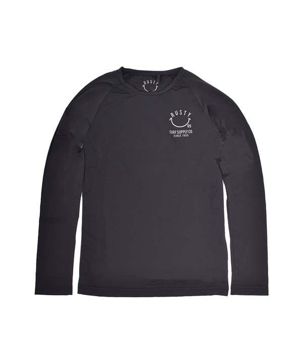 RUSTY ラスティー 水着 ラッシュガード 長袖 Tシャツ ロンT キッズ ジュニア 子供 クルーネック ブランドロゴ 965490