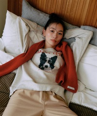 RIKKA FEMME リッカファム トレーナー スウェット レディース クルーネック ボーダー・コリー 裏毛 RF25FW07(WHT-FREE)