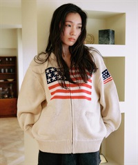 RIKKA FEMME リッカファム ニット セーター レディース ジップアップ パーカー 星条旗 RF25FW18(IVO-FREE)