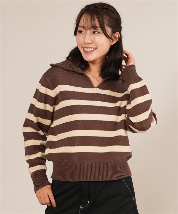RIKKA FEMME リッカファム ニット セーター レディース ボーダー ショート丈 RF25FW21
