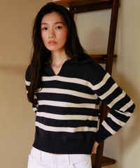 RIKKA FEMME リッカファム ニット セーター レディース ボーダー ショート丈 RF25FW21(NVY-FREE)