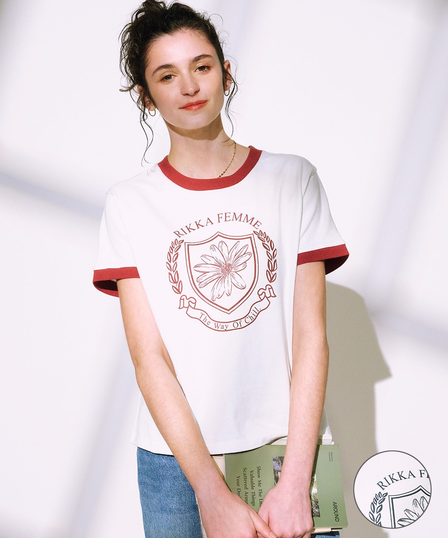 RIKKA FEMME リッカファム 半袖 Tシャツ レディース リンガーTシャツ RF25SS06(WT/NV-SM)
