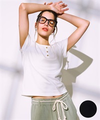 RIKKA FEMME リッカファム 半袖 Tシャツ レディース ヘンリーネックTシャツ RF25SS12(BLK-SM)