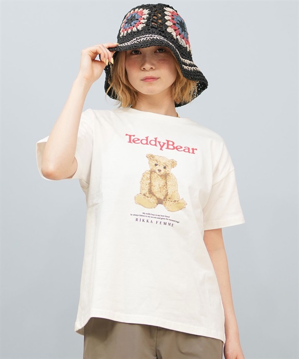 RIKKA FEMME リッカファム 半袖 Tシャツ レディース オーバーサイズ テディベア RF25HS01