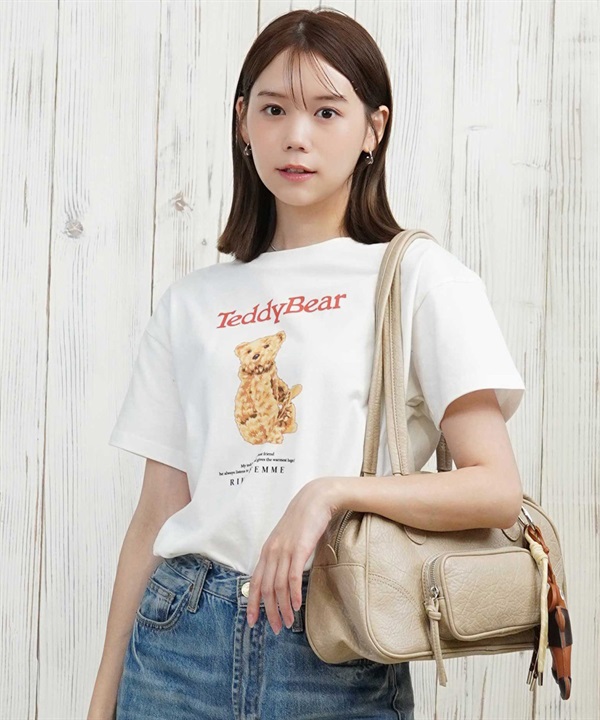 RIKKA FEMME リッカファム 半袖 Tシャツ レディース オーバーサイズ テディベア RF25HS01
