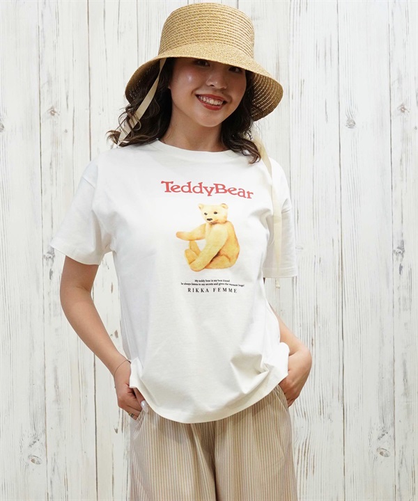 RIKKA FEMME リッカファム 半袖 Tシャツ レディース オーバーサイズ テディベア RF25HS01