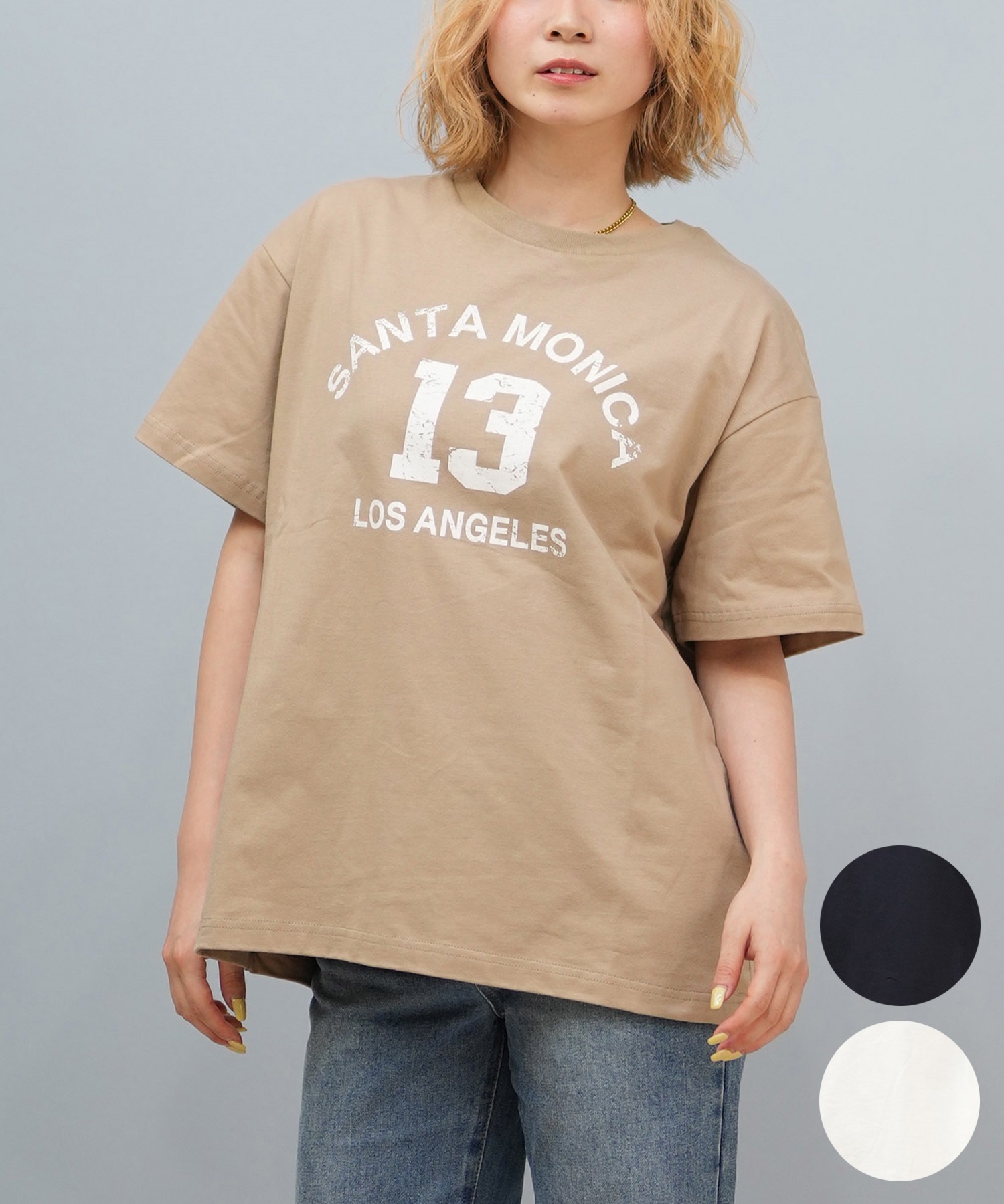 RIKKA FEMME リッカファム 半袖 Tシャツ レディース カレッジロゴ RF25HS04(BEG-FREE)