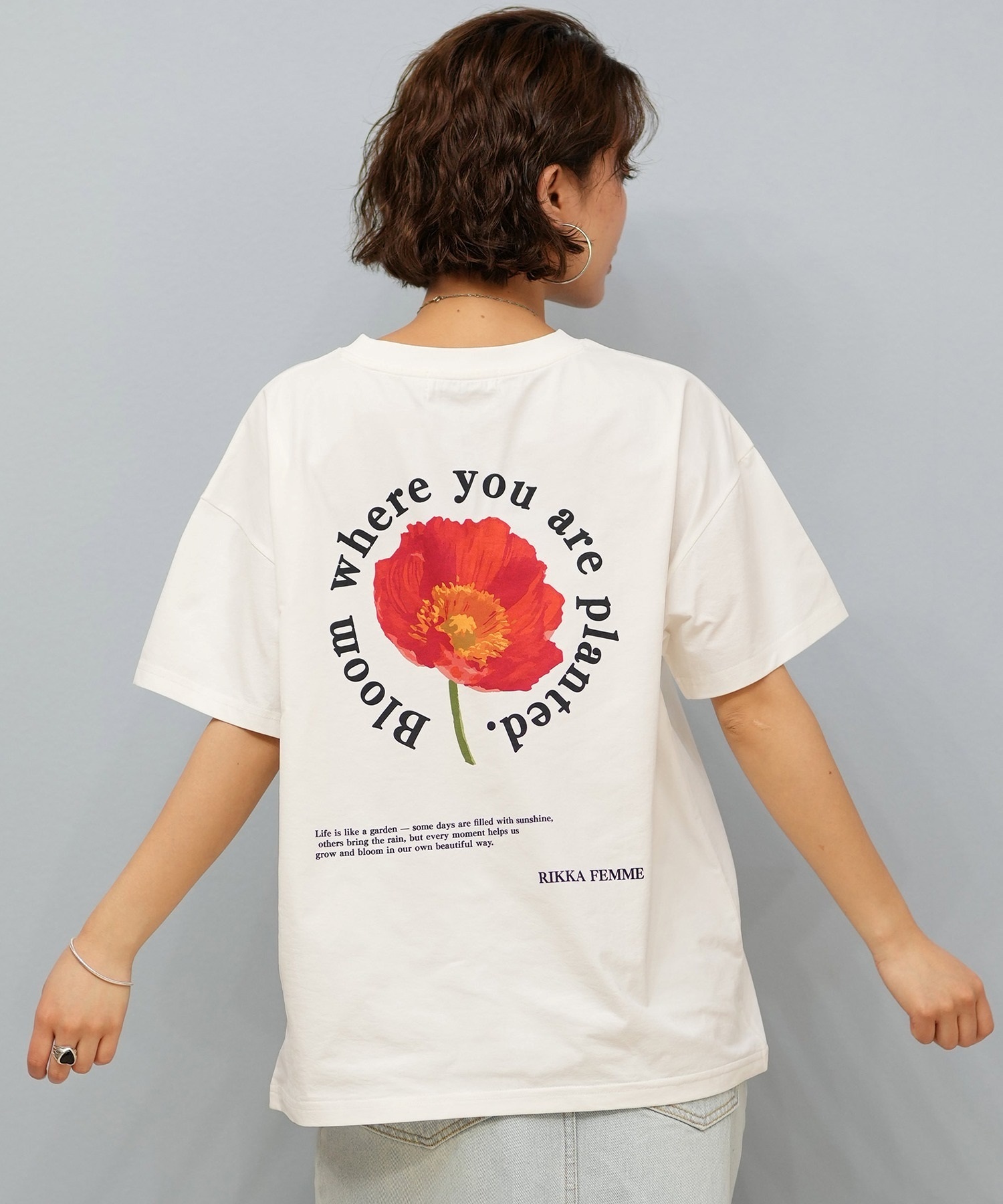 RIKKA FEMME リッカファム 半袖 Tシャツ レディース バックプリント UV