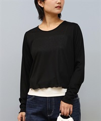 RIKKA FEMME リッカファム 長袖 Tシャツ レディース シアーショート丈ロンT RF25SS21(BLK-FREE)