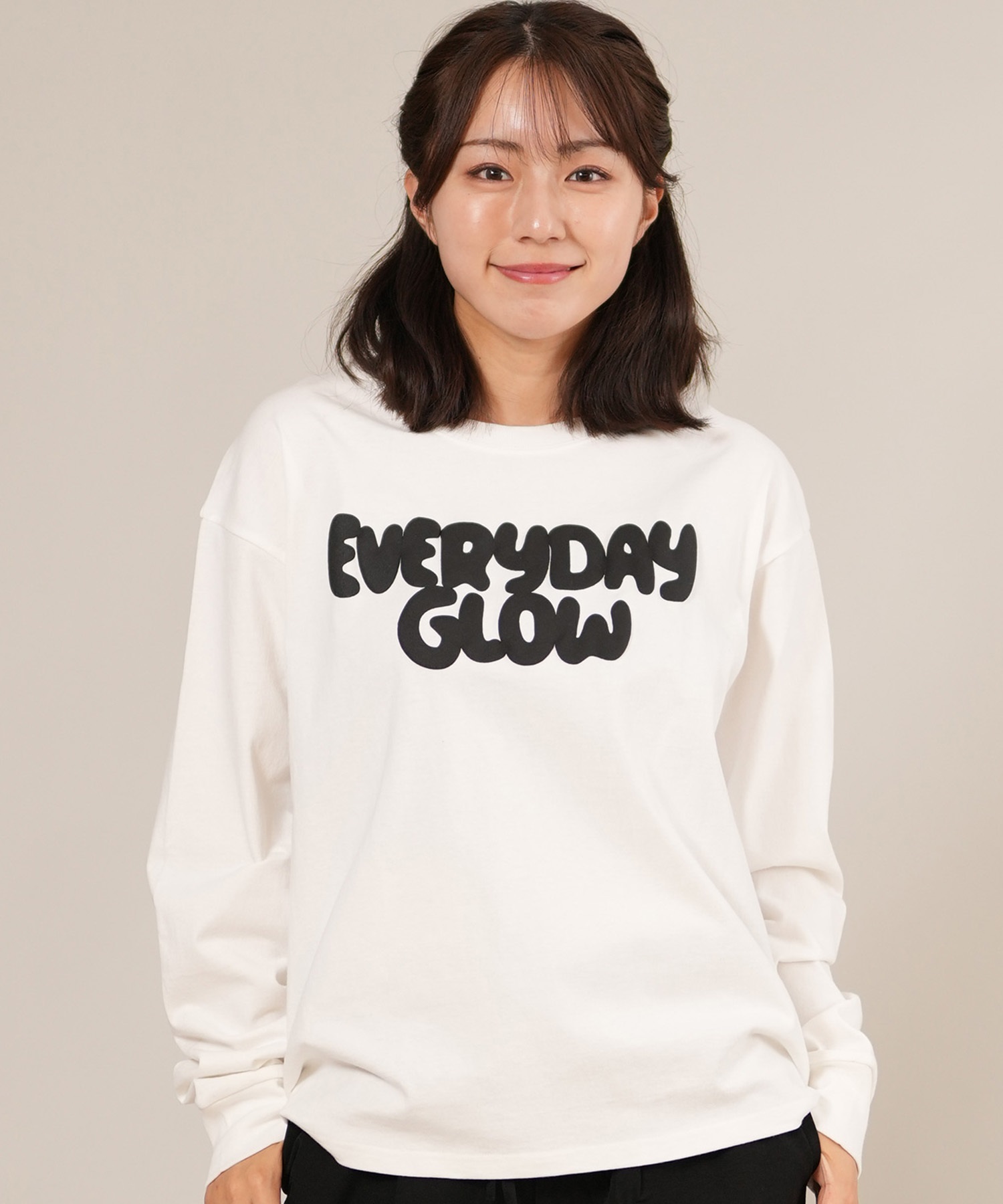 RIKKA FEMME リッカファム 長袖 Tシャツ ロンT レディース 発泡プリント RF25FW01(WHT-FREE)