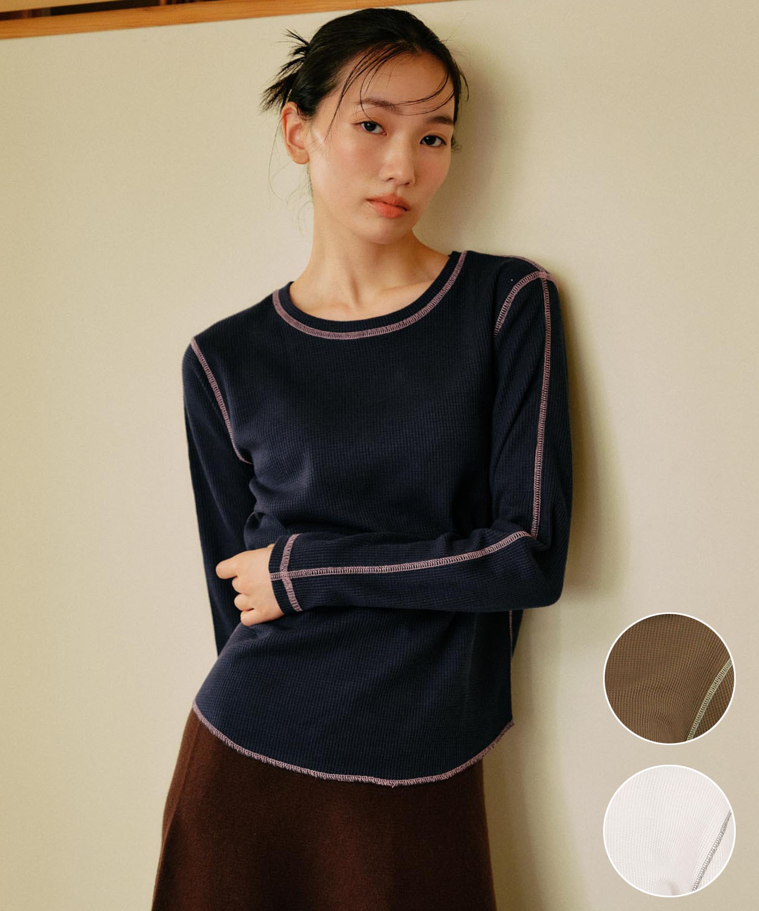 RIKKA FEMME リッカファム 長袖 Tシャツ ロンT レディース ステッチ