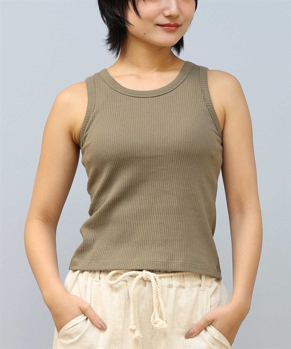 RIKKA FEMME リッカファム タンクトップ レディース ノースリーブ アメスリ カップ付き リブ RF25SS03
