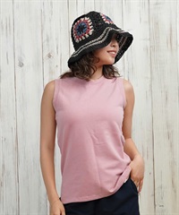 RIKKA FEMME リッカファム タンクトップ レディース ノースリーブ 袖なし 無地 シンプル ストレッチ RF25HS05(PNK-SM)