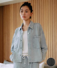 RIKKA FEMME リッカファム 長袖 デニムシャツ レディース スウェット シャツジャケット セットアップ対応 RF25FW19(BLK-SM)